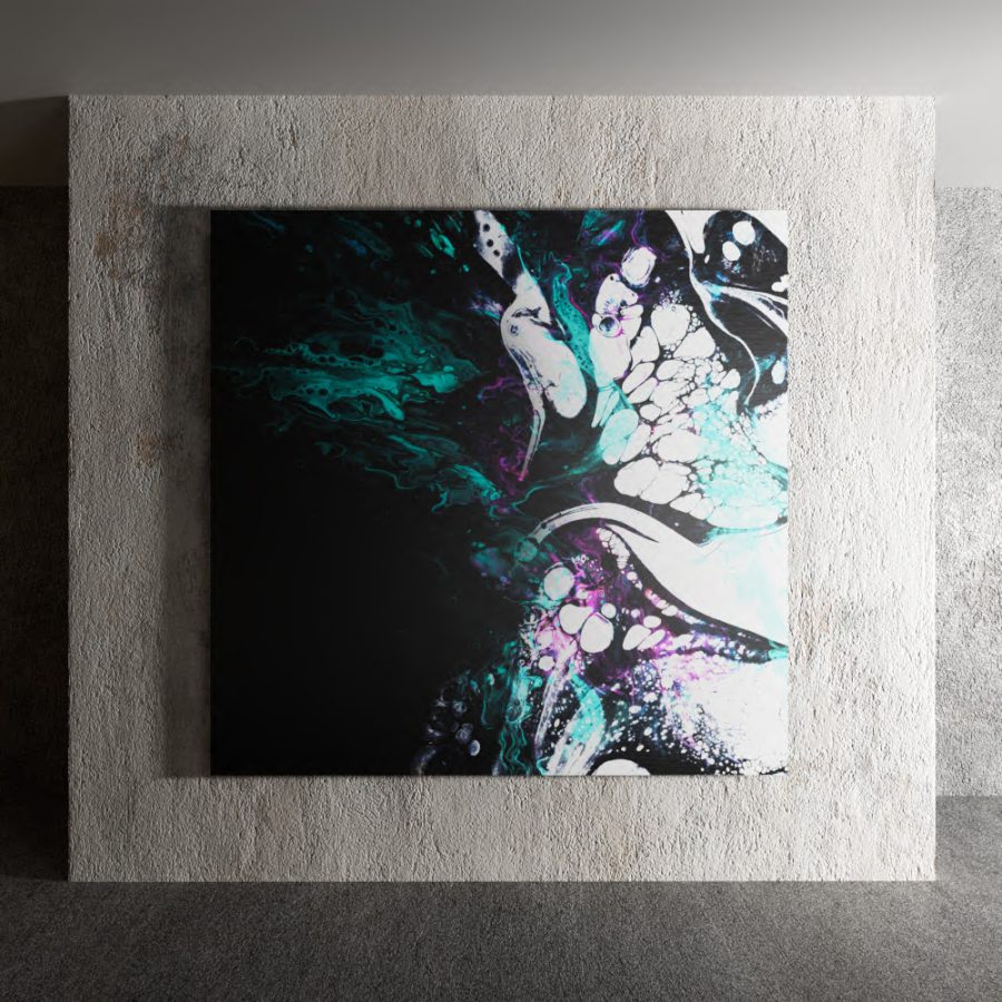 Quadro Stampa su Tela o Alluminio Abstract Dark Bubbles Telligraf