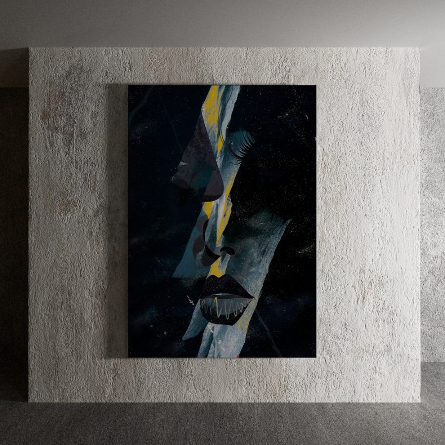 Quadro Stampa su Tela o Alluminio Abstract Volti Telligraf