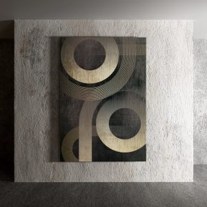 Quadro Stampa su Tela o Alluminio o Plexiglass Abstract Cerchi Dorati Telligraf