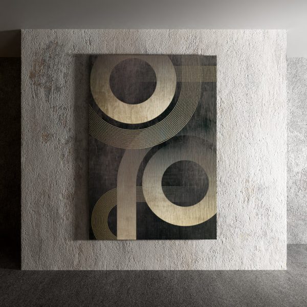 Quadro Stampa su Tela o Alluminio Abstract Cerchi Dorati Telligraf