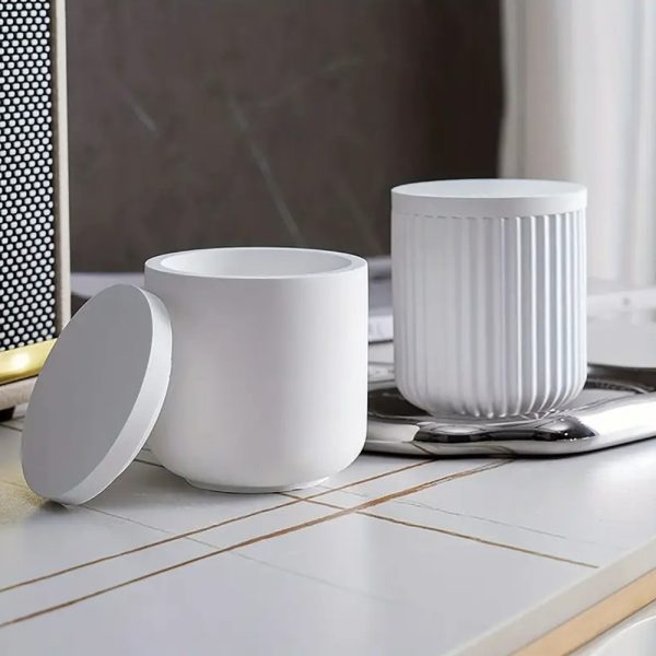 Vaso/Portacandele con tappo in gesso Essenza NIMBUS LISCIO Vitartigiano