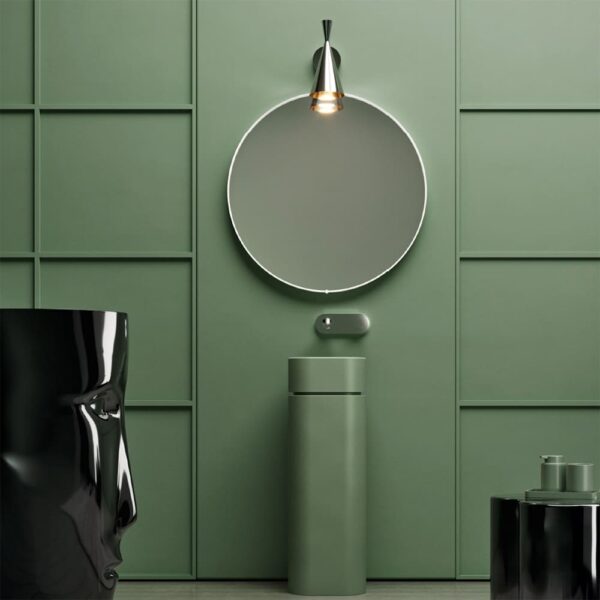 Lavabo in ceramica con colonna scarico a parete Ø30 cm Collezione Oke&Hako Kerasan