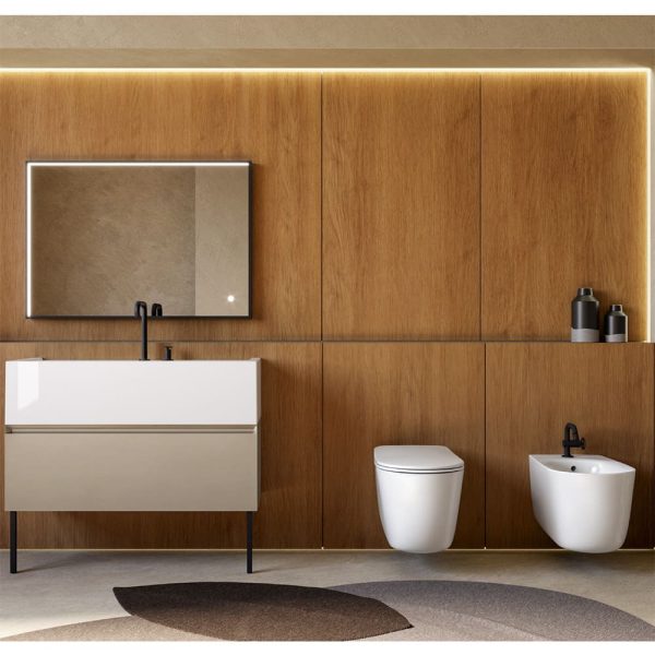 Lavabo in ceramica con Mobile a Terra con Piedini 100x40/120x40 cm Collezione Kanaal Kerasan