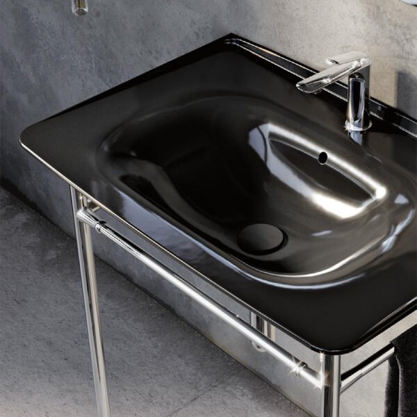 Lavabo in ceramica con struttura nera Collezione The New Yorker Kerasan per arredo bagno – Tuttidea