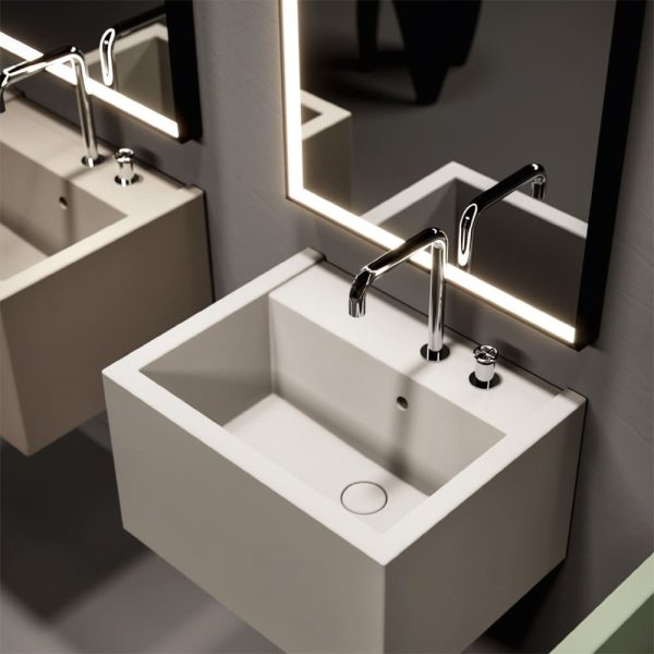 Lavabo in ceramica sospeso o appoggio 60x46,5 cm Collezione Kanaal Kerasan