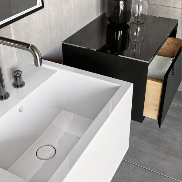 Lavabo in ceramica sospeso o appoggio 80x46,5 cm Collezione Kanaal Kerasan
