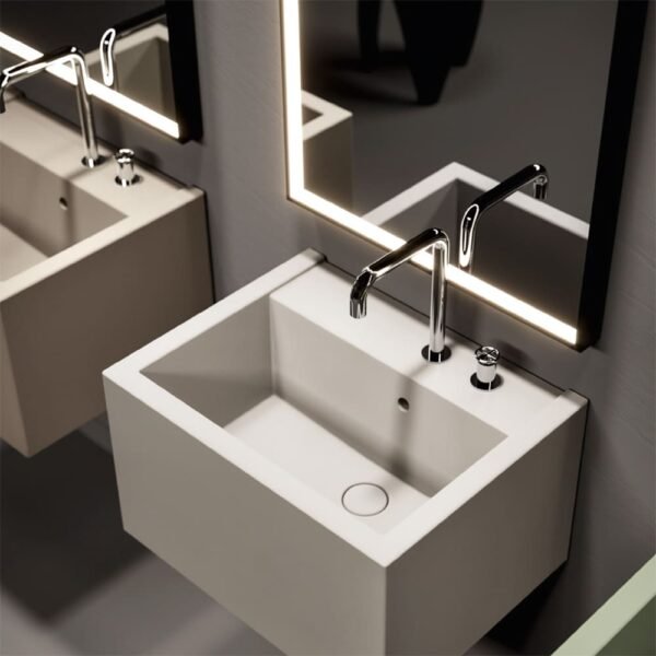 Lavabo sospeso o appoggio in ceramica 60x46 cm Collezione Kanaal Kerasan per arredo bagno – Tuttidea