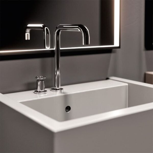 Lavabo sospeso o appoggio in ceramica 60x46 cm Collezione Kanaal Kerasan vista alternativa per arredo bagno – Tuttidea