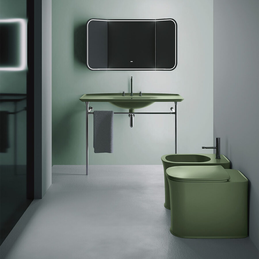 Lavabo in ceramica sospeso 80 cm Monoforo Collezione The New Yorker Kerasan