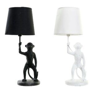 Lampada da tavolo DKD Home Decor Bianco Nero Poliestere Metallo Resina 25W 220 V Scimmia (2 pcs) (20 x 20 x 45 cm)