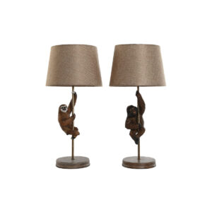 Lampada da tavolo Home ESPRIT Marrone Metallo Resina 50 W 220 V 26 x 26 x 53,5 cm (2 Unità)
