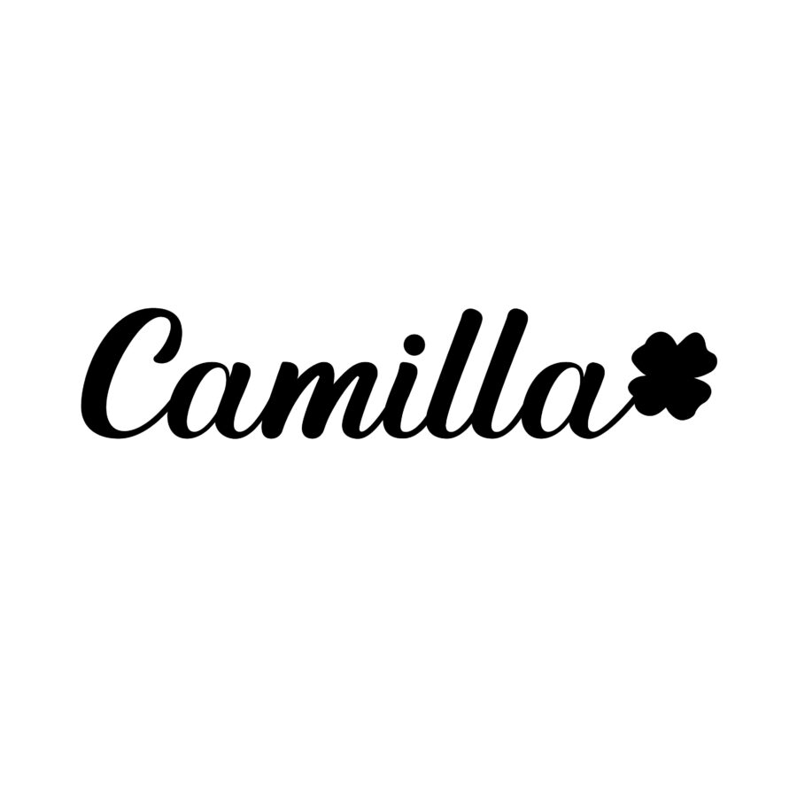Scritta decorativa a parete CAMILLA in Legno, Forex o Alluminio Dibond Telligraf