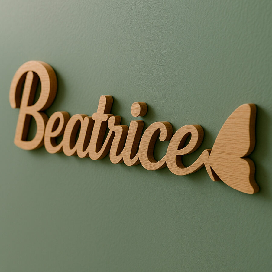 Scritta decorativa a parete BEATRICE in Legno, Forex o Alluminio Dibond Telligraf