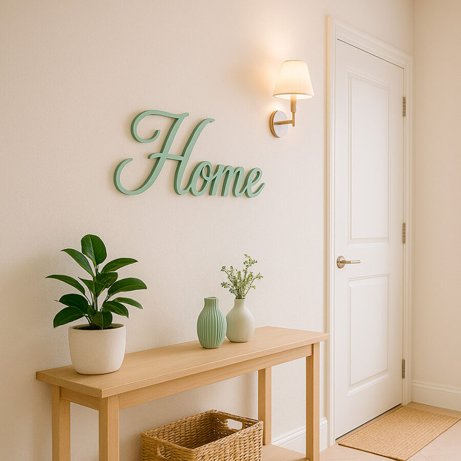 Scritta decorativa a parete HOME in Legno, Forex o Alluminio Dibond Telligraf