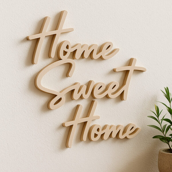 Scritta decorativa a parete HOME SWEET HOME in Legno, Forex o Alluminio Dibond Telligraf