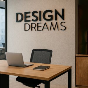 Scritta decorativa a parete DESIGN DREAM in Legno, Forex o Alluminio Dibond Telligraf