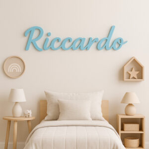 Scritta decorativa a parete RICCARDO in Legno, Forex o Alluminio Dibond Telligraf