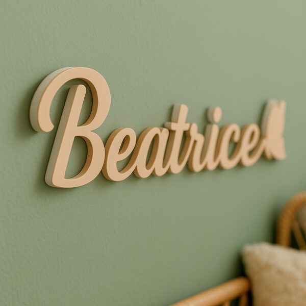 Scritta decorativa a parete BEATRICE in Legno, Forex o Alluminio Dibond Telligraf