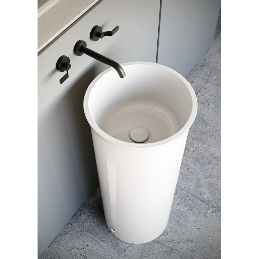 Lavabo in ceramica freestanding scarico a parete Collezione The New Yorker