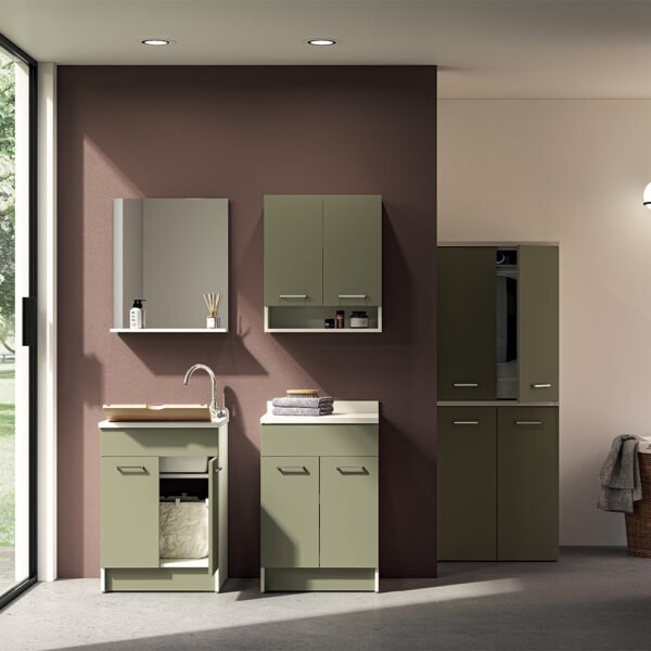Base mobile 60x60xH86 cm Colavene in ambientazione arredo lavanderia – Tuttidea