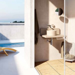 Lavabo appoggio in ceramica ø25 cm con mensola Collezione Core Small Galassia