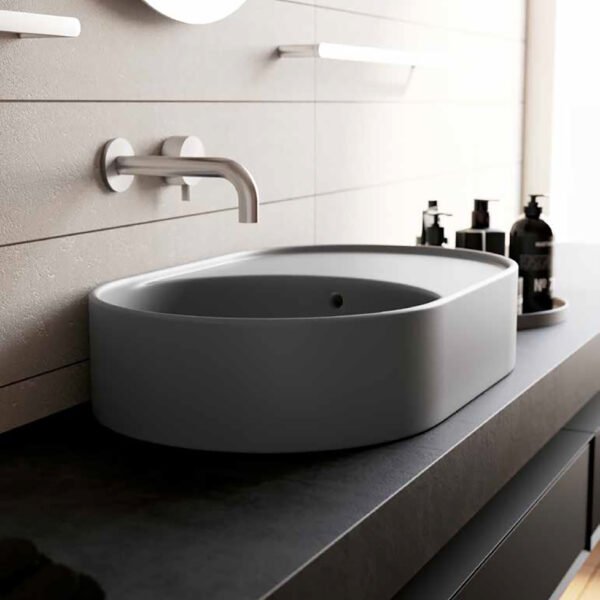 Lavabo da appoggio reversibile in ceramica 65x39 cm Collezione T65 Galassia per arredo bagno – Tuttidea