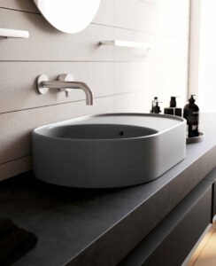 Lavabo in ceramica d’appoggio reversibile Collezione T65 Galassia