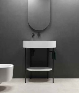 Lavabo in ceramica con struttura e vassoio Collezione T65 Galassia