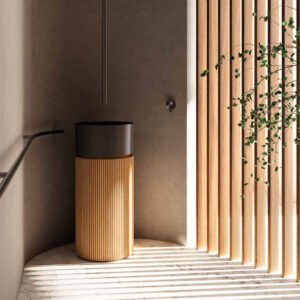 Lavabo in ceramica ø40 cm con mobile cannettato freestanding Collezione Core Galassia