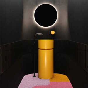 Lavabo in ceramica ø40 cm con mobile contenitore freestanding Collezione Core Galassia