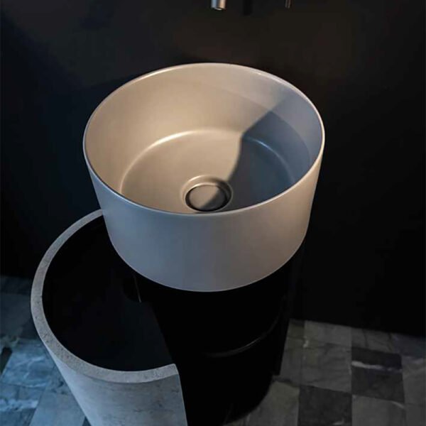 Mobile bagno effetto cemento con lavabo in ceramica 40 cm Core Galassia vista prodotto per arredo bagno – Tuttidea