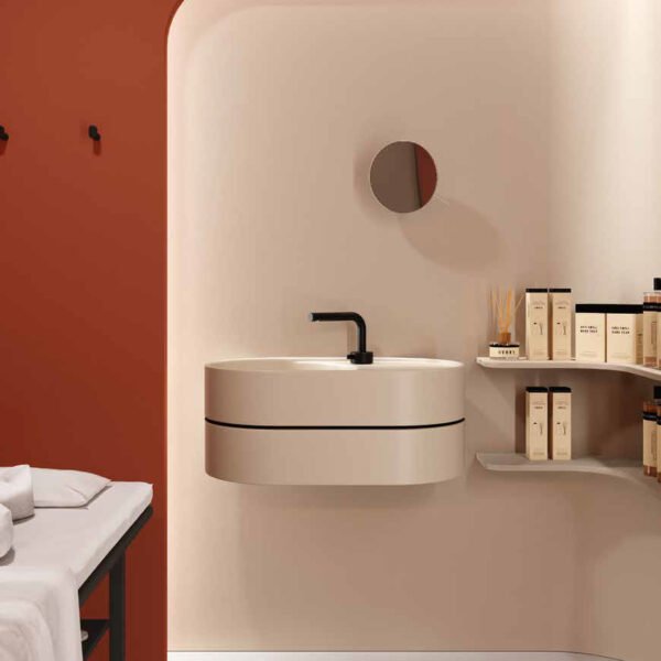 Mobile bagno sospeso con lavabo in ceramica Collezione T65 Galassia seconda vista per arredo bagno – Tuttidea