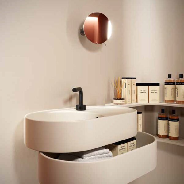 Mobile bagno sospeso con lavabo in ceramica Collezione T65 Galassia terza vista per arredo bagno – Tuttidea