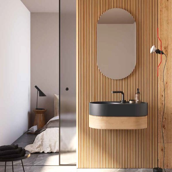 Mobile bagno sospeso con lavabo in ceramica Collezione T65 Galassia quinta vista per arredo bagno – Tuttidea