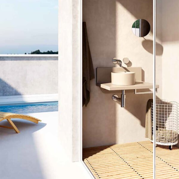 Mobile bagno sospeso con mensola e lavabo da appoggio 25 cm Core Small Galassia per arredo bagno – Tuttidea