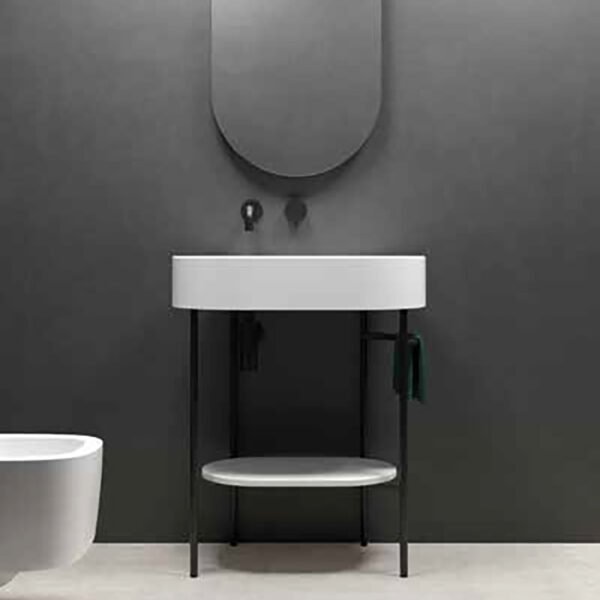 Mobile bagno a terra con struttura e vassoio in ceramica, lavabo 65x39 cm T65 Galassia per arredo bagno – Tuttidea