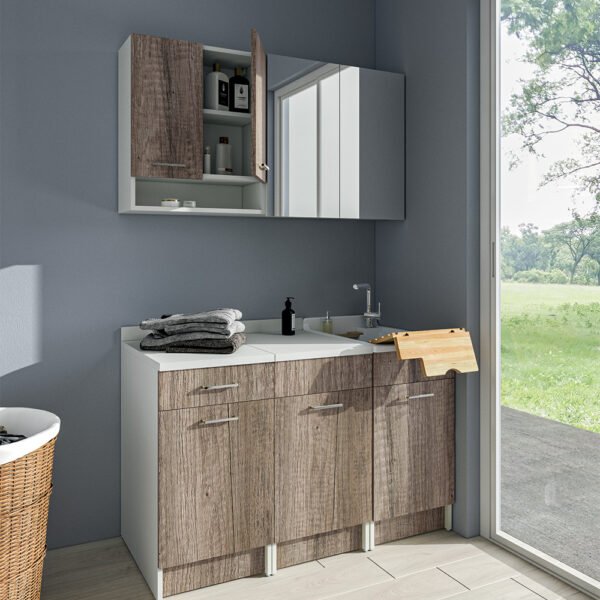 Pensile lavanderia 2 ante con specchio 60×24×H70 cm Colavene per arredo lavanderia – Tuttidea
