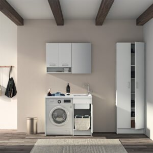 Pensile con specchio 2 ripiani interni Collezione Lavanderia 45x24xh70 cm Colavene