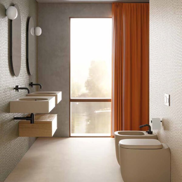 WC e bidet a terra in ceramica Collezione Susi Galassia vista prodotto per arredo bagno – Tuttidea