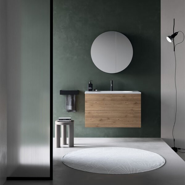 Lavabo in ceramica 100x48 cm con foro rubinetteria e mobile 2 cassetti Collezione 20.26 Colavene