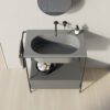 Lavabo in ceramica 100x48 cm senza foro rubinetteria con struttura e cassetto Collezione 20.26 Colavene 9