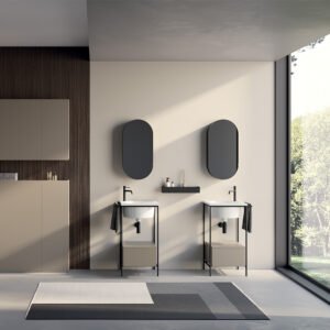 Lavabo in ceramica 48×48 cm con foro rubinetteria struttura e cassetto Collezione 20.26 Colavene