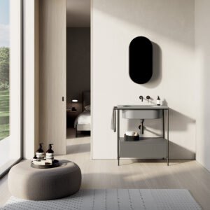 Lavabo in ceramica 80×48 cm con foro rubinetteria struttura e cassetto Collezione 20.26 Colavene
