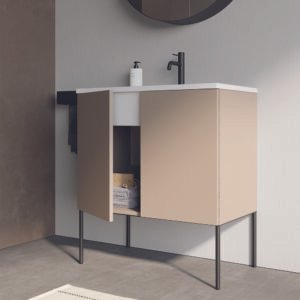 Lavabo in ceramica 100×48 cm con foro rubinetteria struttura e mobile 2 ante Collezione 20.26 Colavene