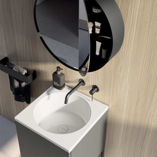 Dettaglio mobile bagno 48 cm con lavabo in ceramica Collezione 20.26 Colavene – Tuttidea