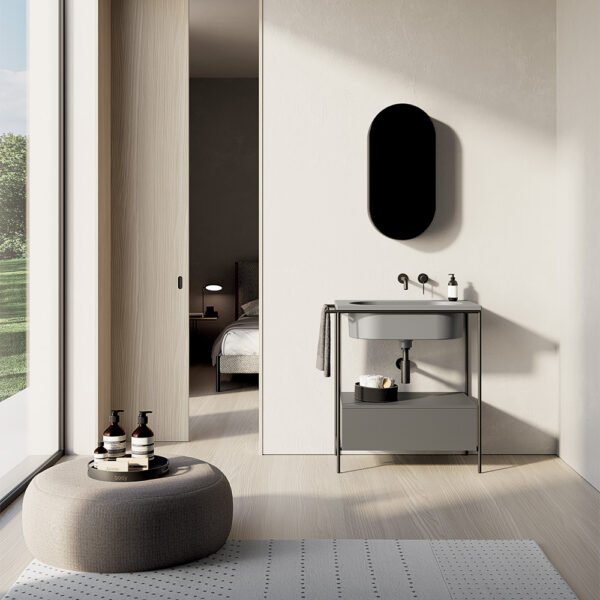 Mobile bagno a terra 80 cm con cassetto e lavabo in ceramica Collezione 20.26 Colavene per arredo bagno – Tuttidea