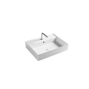 Lavabo d’appoggio o sospeso in ceramica Collezione Square Tutta Vasca 61×46 cm Axa Ceramica