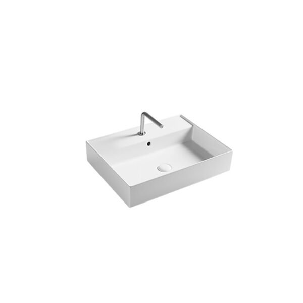 Lavabo d'appoggio o sospeso in ceramica Collezione Square Tutta Vasca 61x46 cm Axa Ceramica