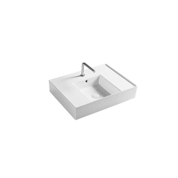 Lavabo d'appoggio o sospeso in ceramica Collezione Square Vasca Centrale 61x46 cm Axa Ceramica