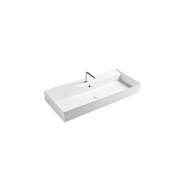Lavabo d'appoggio o sospeso in ceramica Collezione Square Tutta Vasca 101x46 cm Axa Ceramica